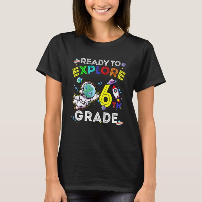 Space Dino Dinosaur Astronaut Redo to Explore 6e T Shirt (Framsida)