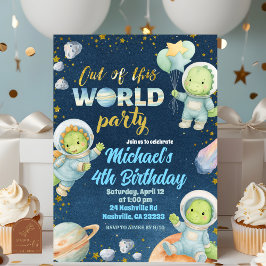 Space Dinosaur Birthday Invitation Inbjudningar
