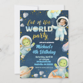 Space Dinosaur Birthday Invitation with photo Inbjudningar