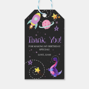 Space Dinosaur Galaxy Birthday Favor Presentetikett