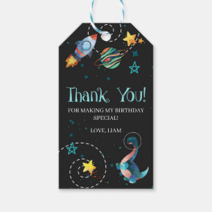 Space Dinosaur Galaxy Birthday Favor Presentetikett
