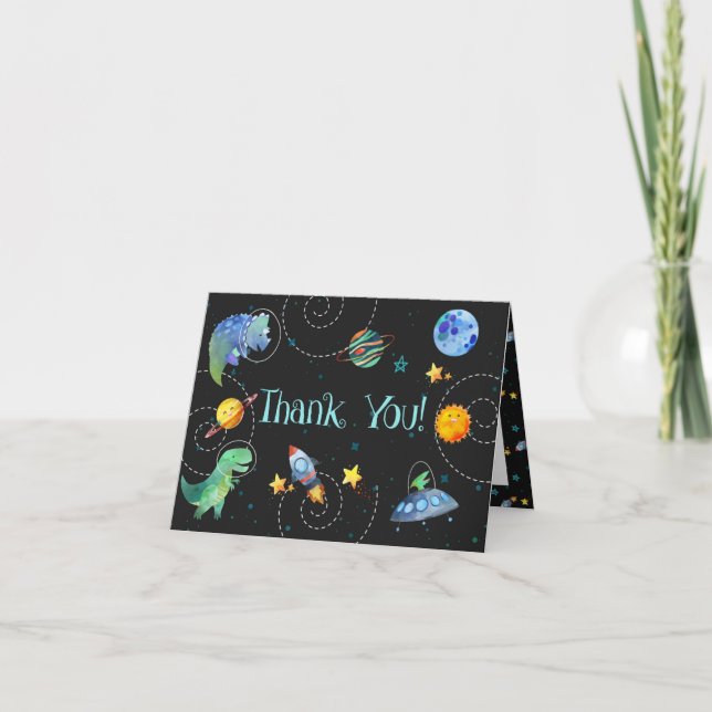 Space Dinosaur Galaxy - tackkort Inbjudan (Framsida)