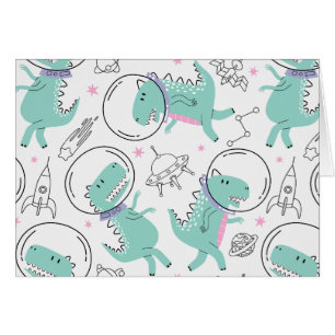 Space-dinosaurier, Cute Dinosaurs, Space-Frakt, st Hälsningskort