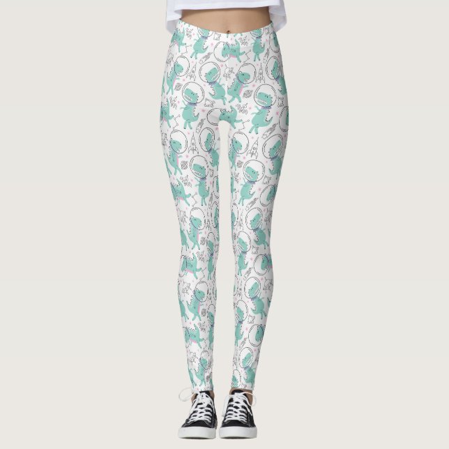 Space-dinosaurier, Cute Dinosaurs, Space-Frakt, st Leggings (Framsida)