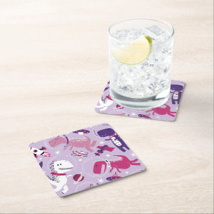 Space-dinosaurier, Cute Dinosaurs, Stars, Space Sh Underlägg Papper Kvadrat