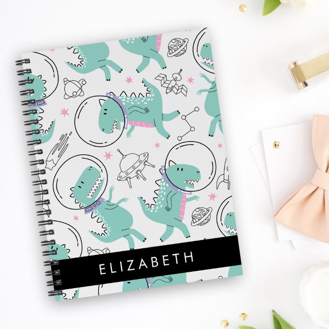 Space Dinosaurs, Cute Dinosaurs, Stars, ditt namn Anteckningsbok (Skapare uppladdad)