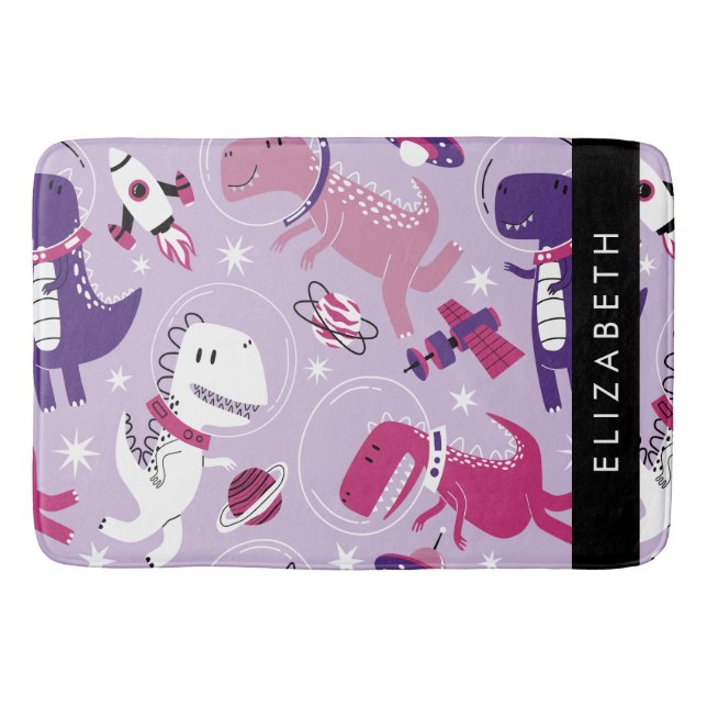 Space Dinosaurs, Cute Dinosaurs, Stars, ditt namn Badrumsmatta (Framsidan)