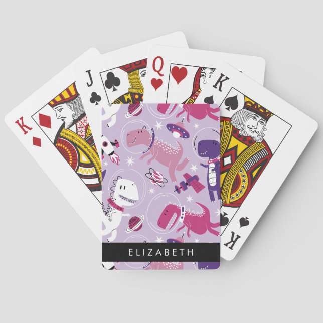 Space Dinosaurs, Cute Dinosaurs, Stars, ditt namn Casinokort (Baksidan)