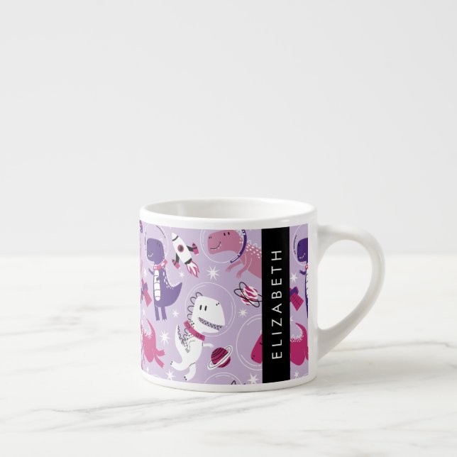 Space Dinosaurs, Cute Dinosaurs, Stars, ditt namn Espressomugg (Höger)