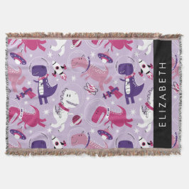Space Dinosaurs, Cute Dinosaurs, Stars, ditt namn Filt