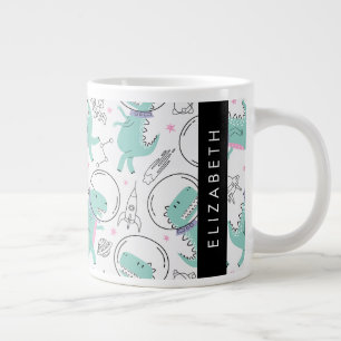 Space Dinosaurs, Cute Dinosaurs, Stars, ditt namn Jumbo Mugg
