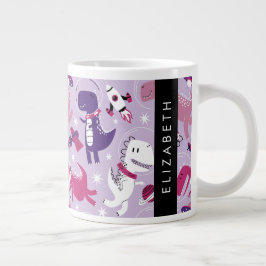 Space Dinosaurs, Cute Dinosaurs, Stars, ditt namn Jumbo Mugg