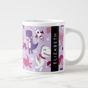 Space Dinosaurs, Cute Dinosaurs, Stars, ditt namn Jumbo Mugg