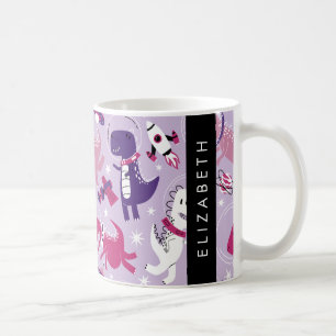 Space Dinosaurs, Cute Dinosaurs, Stars, ditt namn Kaffemugg
