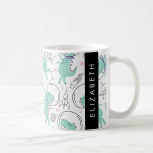 Space Dinosaurs, Cute Dinosaurs, Stars, ditt namn Kaffemugg