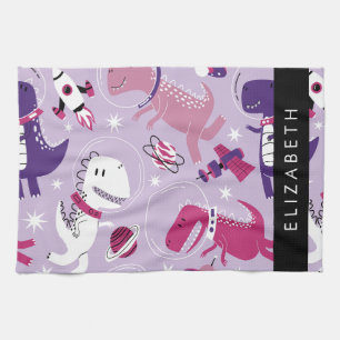 Space Dinosaurs, Cute Dinosaurs, Stars, ditt namn Kökshandduk