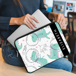 Space Dinosaurs, Cute Dinosaurs, Stars, ditt namn Laptop Fodral