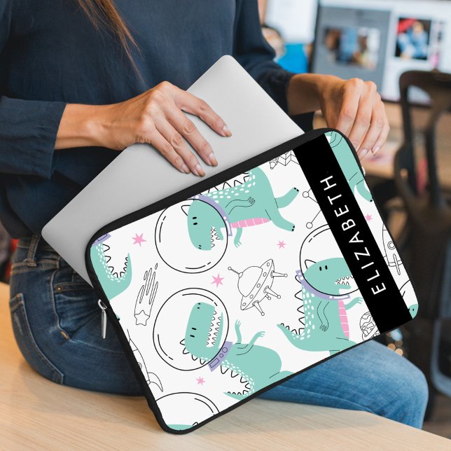 Space Dinosaurs, Cute Dinosaurs, Stars, ditt namn Laptop Fodral (Skapare uppladdad)