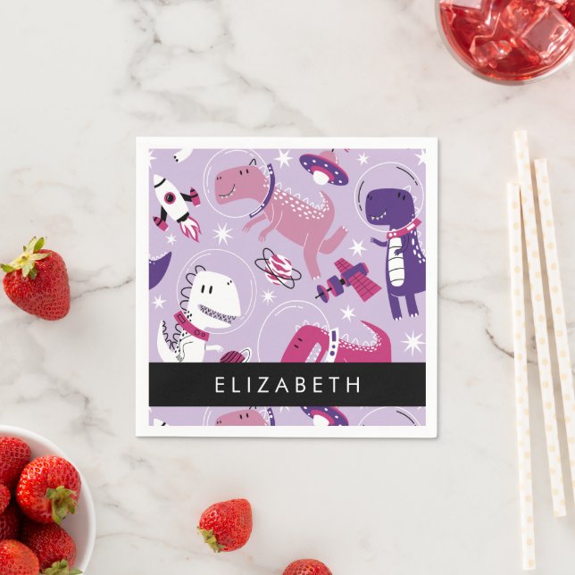 Space Dinosaurs, Cute Dinosaurs, Stars, ditt namn Pappersservett (Insitu)