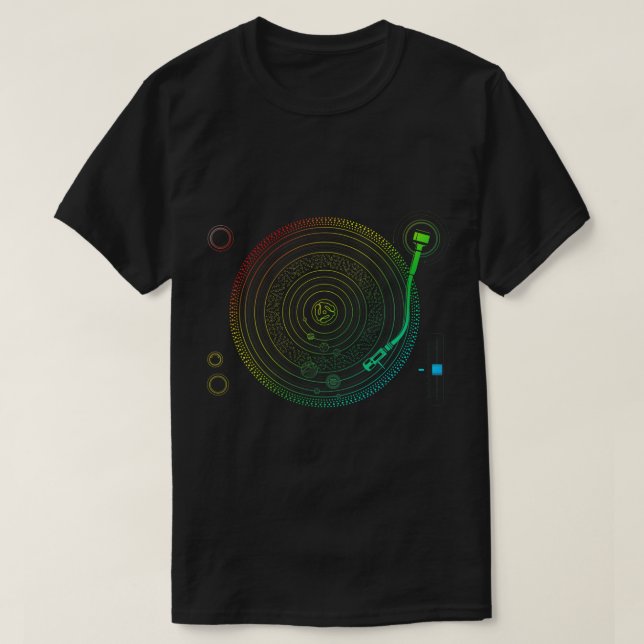 Space DJ-grafik - Solar System Turntable EDM T-Sh T Shirt (Design framsida)