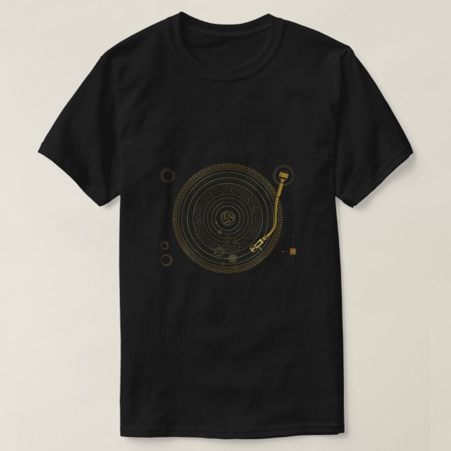 Space DJ grafik Solar System Turntable EDM T Shirt (Design framsida)