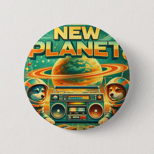 SPACE DOGS RADIO - NY PLANET LOGO26 KNAPP (Framsida)
