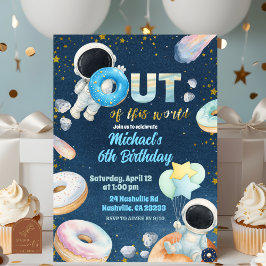 Space donuts Boy Birthday Invitation Inbjudningar