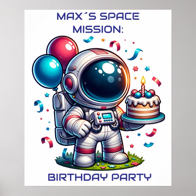 Space Explorer Astronaut Birthday Poster Custom (Framsidan)