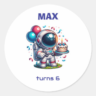  Space Explorer Astronaut Birthday Sticker Runt Klistermärke
