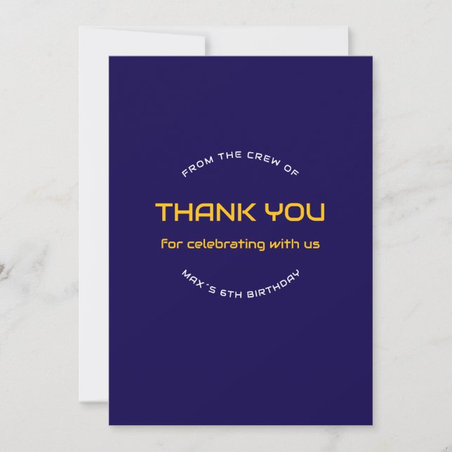  Space Explorer Astronaut Birthday Thank You Card  Tack Kort (Framsida)