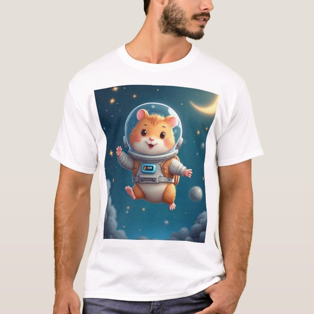 Space Explorer - Cute Gerbil Astronaut T-Shirt (Framsida)