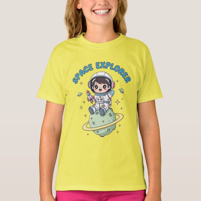 Space Explorer Kawaii T Shirt (Framsida)