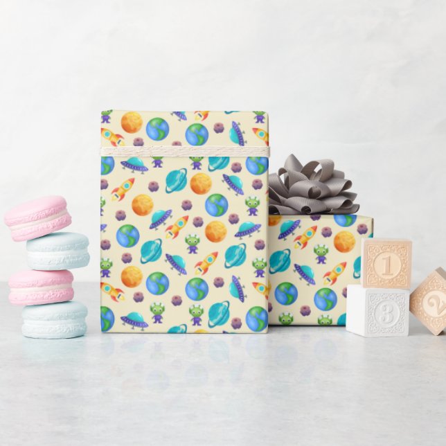 Space Explorer på Gulten Blek Presentpapper (Baby Shower)