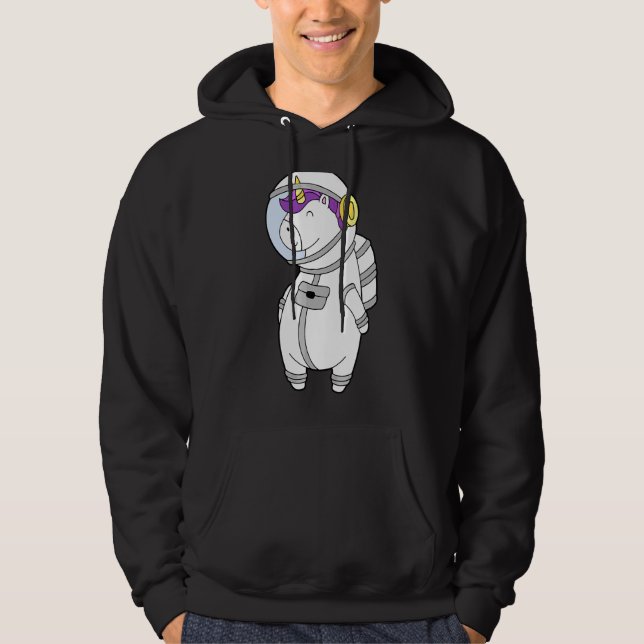 Space Explorer Unicorn Astronaut Solar System Gala Hoodie (Framsida)