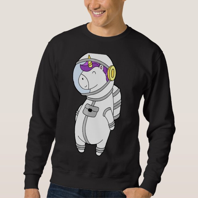Space Explorer Unicorn Astronaut Solar System Gala Lång Ärmad Tröja (Framsida)