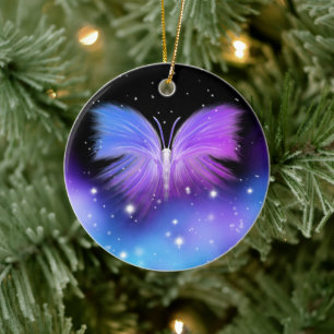 Space Fantasy Butterfly Cosmic Julgransprydnad Keramik