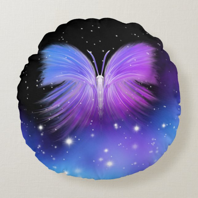 Space Fantasy Butterfly Cosmic Rund Kudde (Framsidan)