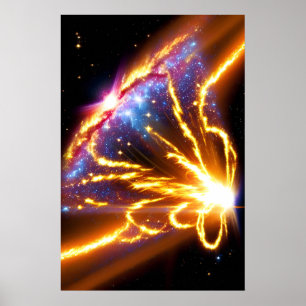Space Fire Stars Electric Galaxy Night Himlar Poster