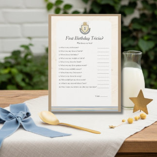 Space First Birthday Trivia game card Julkort