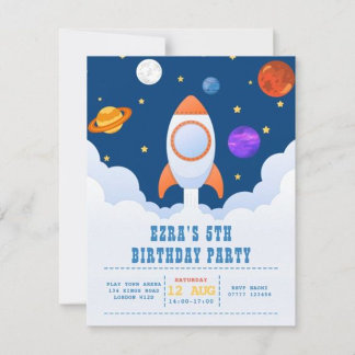 Space Födelsedagsfest inbjudan