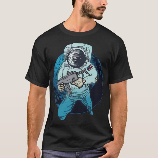 Space Force Asteroid Defender Astronaut T Shirt (Framsida)