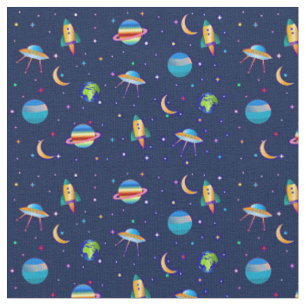 Space Frakt Planet Rocket Venus Måne Stars Earth Tyg