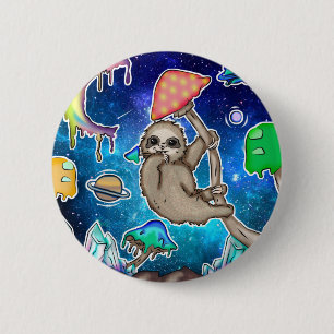 Space Galaxe Sloth Cosmic Mushroom Konstig Crystal Knapp