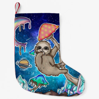 Space Galaxe Sloth Cosmic Mushroom Konstig Crystal Liten Julstrumpa