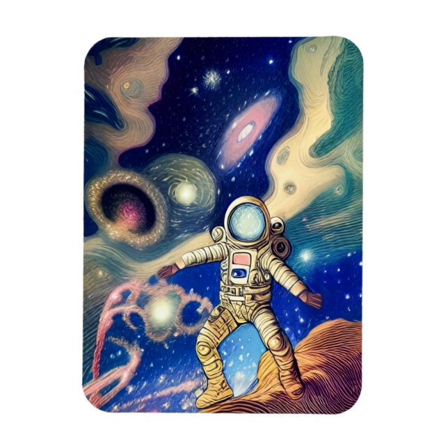 Space Galaxy Astronaut Illustration Art Magnet (Vertikal)
