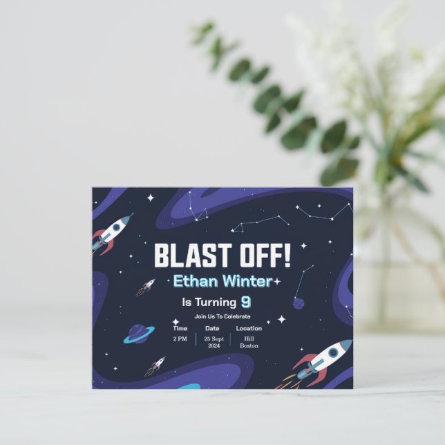 Space Galaxy Birthday-inbjudan Inbjudningar (Stående Fram)