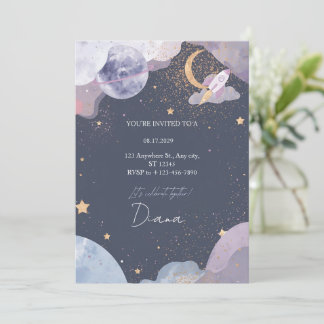 Space Galaxy Birthday Invitation Inbjudningar