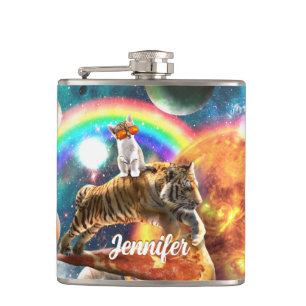 Space Galaxy Cat Riding Tiger på Pizza Fickplunta
