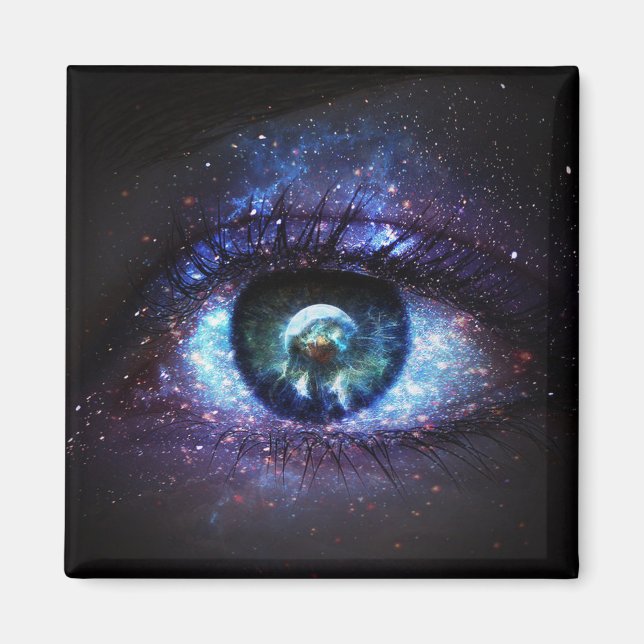 Space Galaxy Earth Öga Magnet (Framsidan)