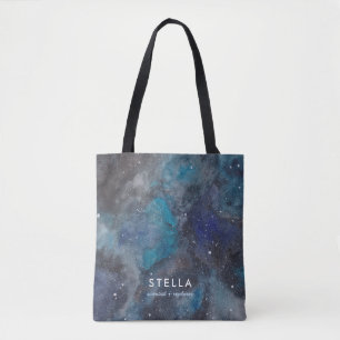 Space Galaxy i Blue Tote Bag Tygkasse